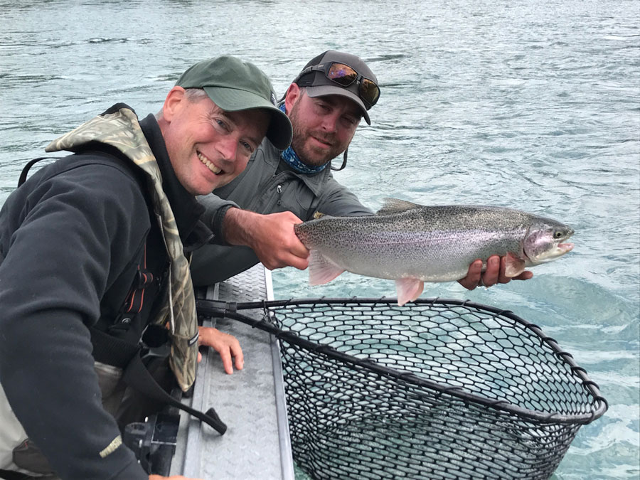 Rainbow Trout fishing in July on the Kenai River in Alaska