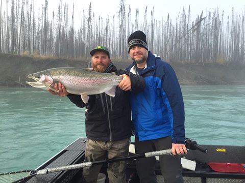 Happy Guide and client with a Kenai River Rainbow trout caught in September 2016